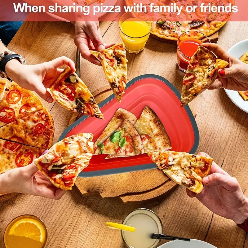 Collapsible Triangle Pizza Container – Reusable Food-Grade Silicone, Microwave-Safe, Eco-Friendly Storage