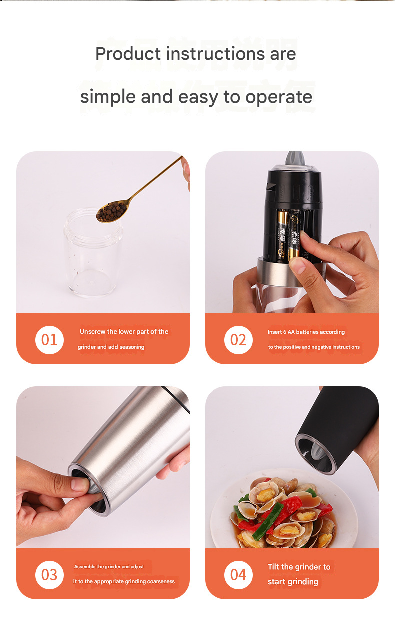 Electric Pepper Grinder for Home - Adjustable Coarseness, Rechargeable, Ideal for Black Pepper & Sea Salt, Must-Have Kitchen Gadget in USA