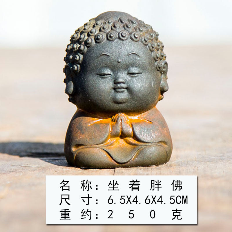 Chinese Style Small Buddha Figurine - Handcrafted Cast Iron Zen Decor, Spiritual Meditation Art for US Living Room Table