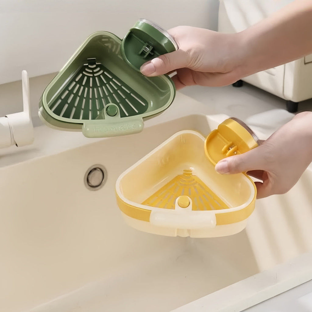 Triangle Suction Cup Sink Drainer Basket – Non-Slip, Multi-Functional Kitchen Organizer for Dishes/Bowls, Space-Saving Countertop Alternative, US Dish Drying Essential
