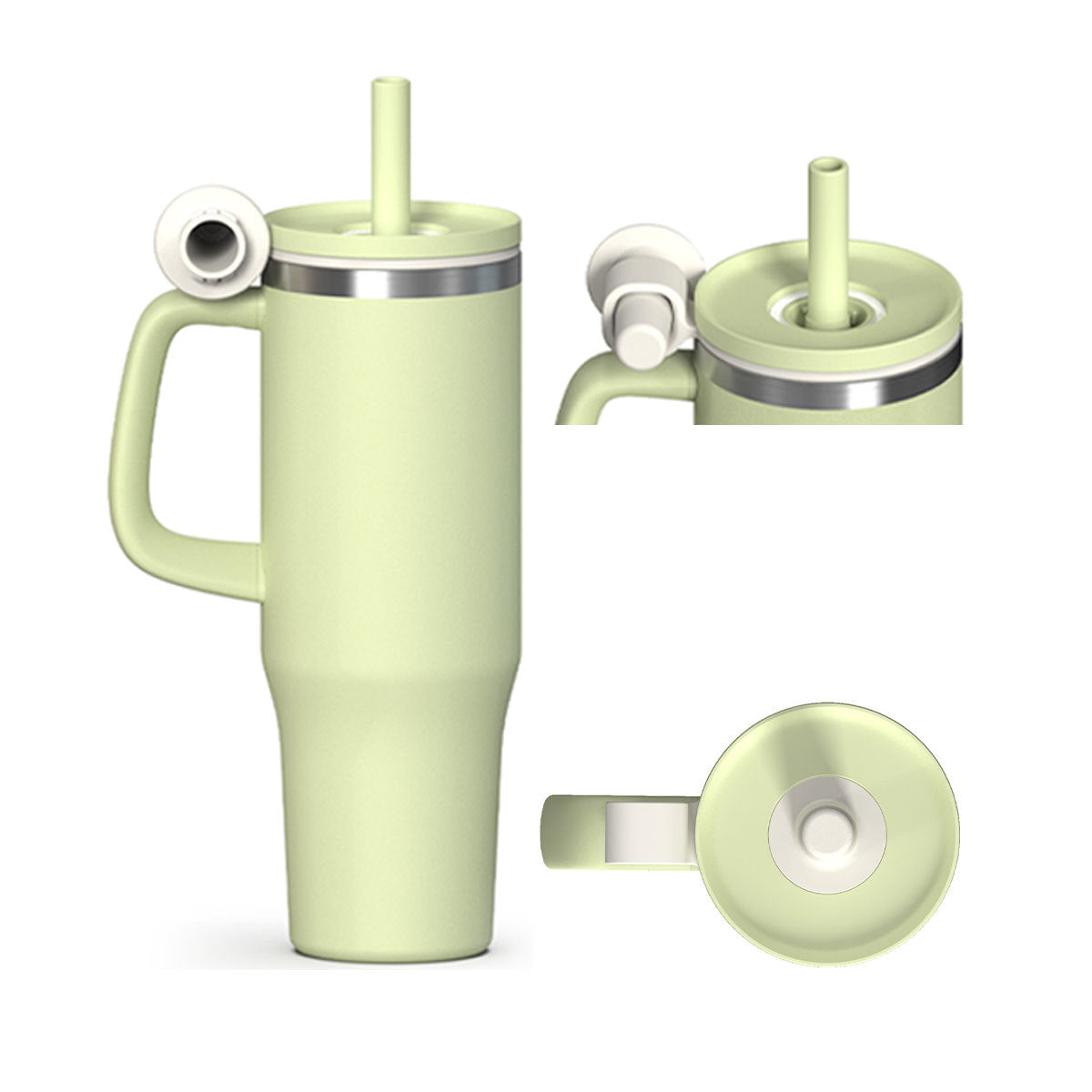 40oz Custom 304 Stainless Steel Car Cup - Dual-Drinking Style with Handle & Straw, Ideal for Road Trips. Double-Wall Insulated, Fits Standard Cup Holders