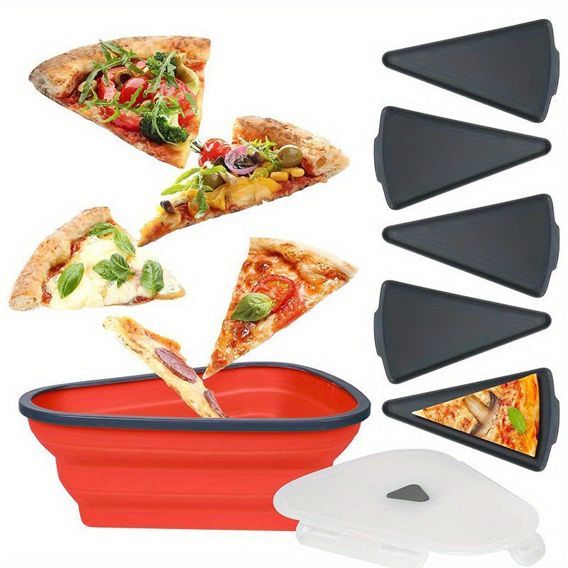 Collapsible Triangle Pizza Container – Reusable Food-Grade Silicone, Microwave-Safe, Eco-Friendly Storage