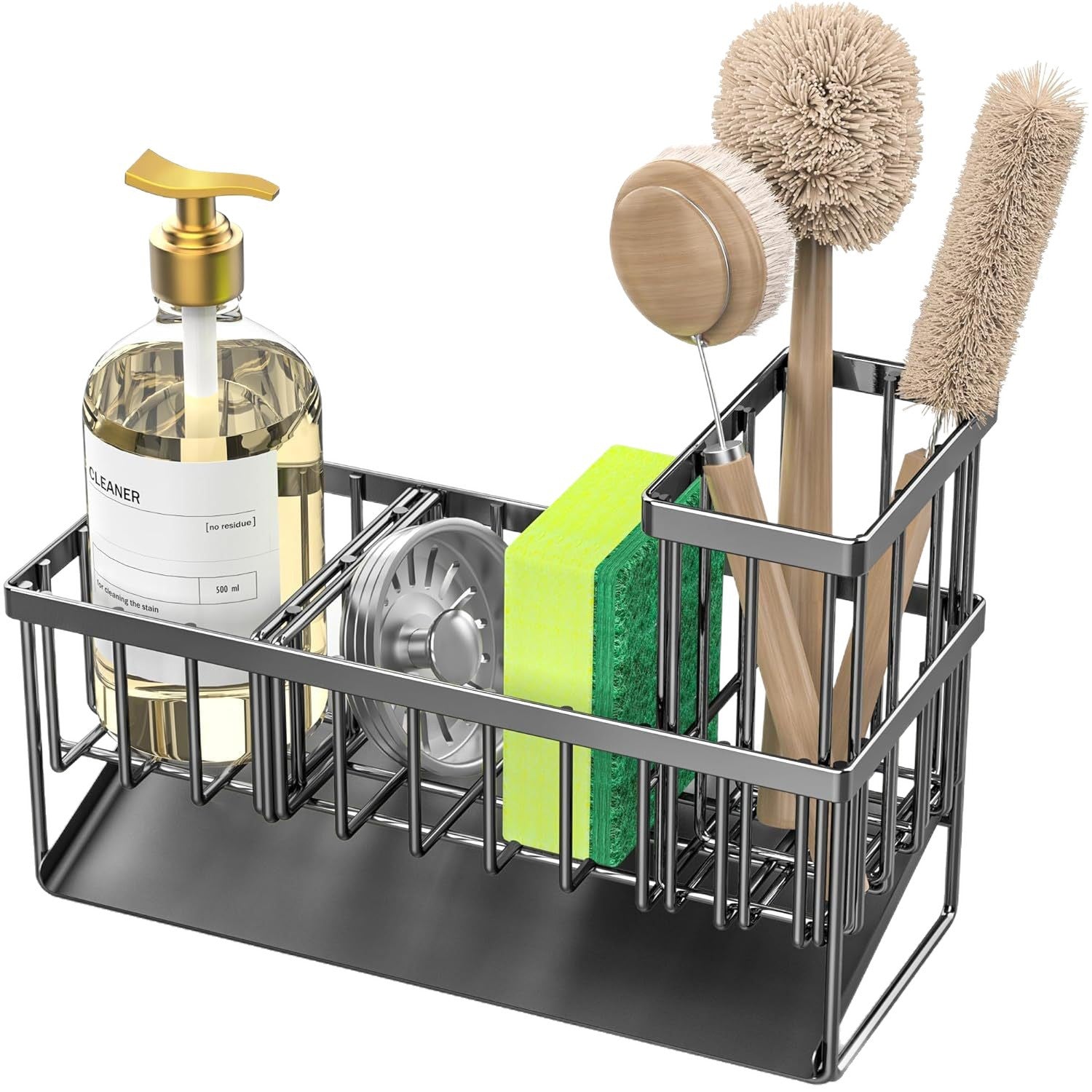 304 Stainless Steel Kitchen Sink Rack - Multifunctional Organizer for Sponges, Dishcloths, and Soap with Drainage - Ideal for US Kitchens, Fits Standard Sinks