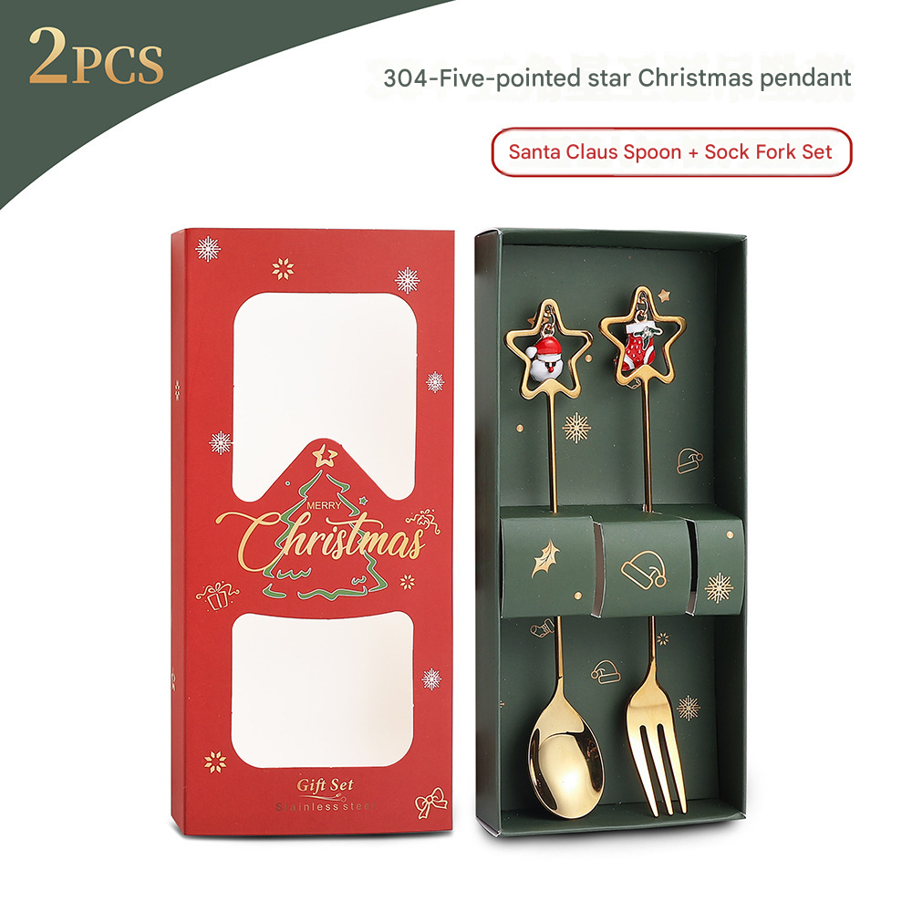Christmas Spoon Set with Santa Figurines - Adorable Cartoon Ins Forks. Perfect Xmas Gift, Ideal for Holiday Parties, Adds Festive Charm to Tables
