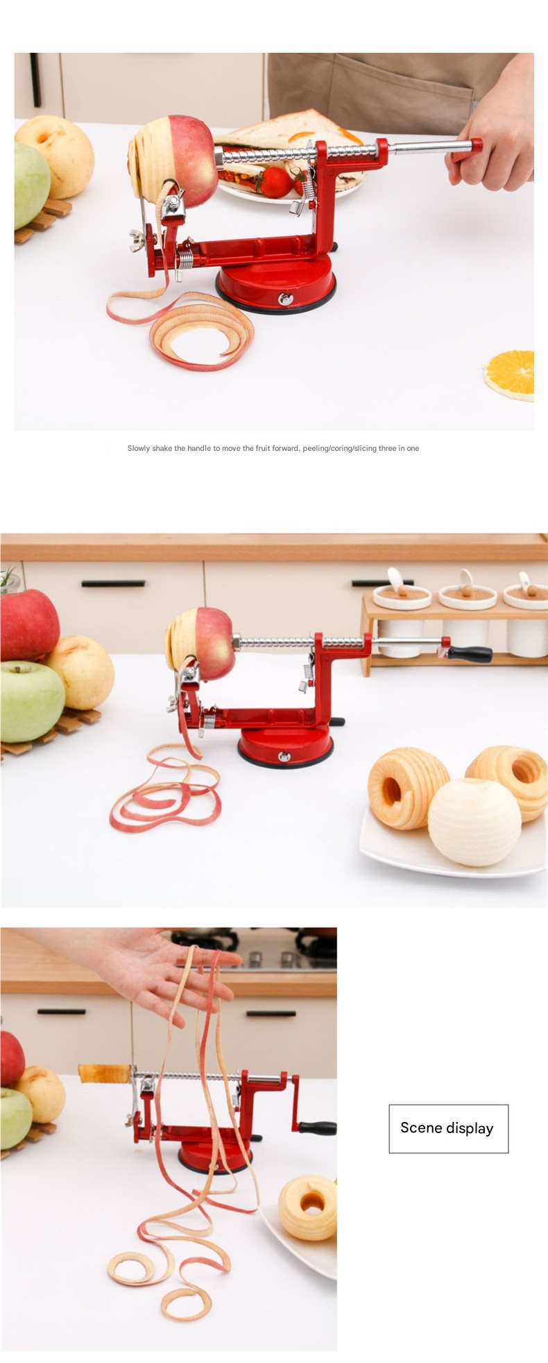 US Kitchen Fruit Peeler – Hand-Cranked Automatic Apple/Pear Peeler, Multi-Use Veggie Peeling Machine, Home Essential