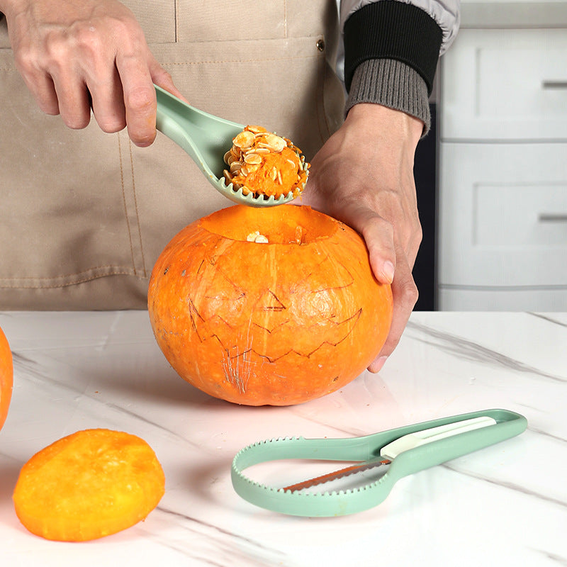 Halloween Pumpkin Carving Kit – 3-in-1 Fruit Corer, Melon Separator, Kitchen Tool Set