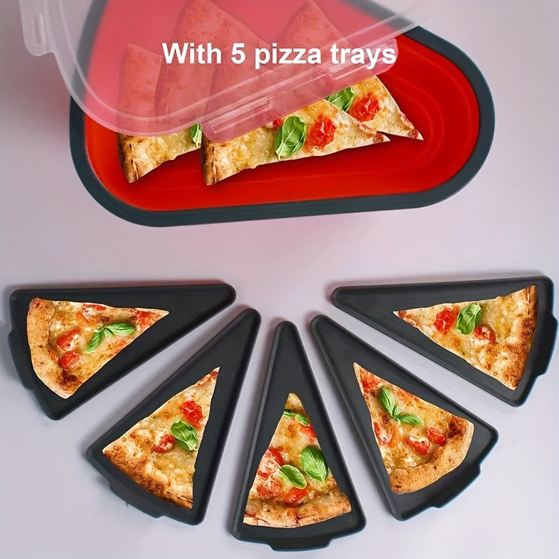 Collapsible Triangle Pizza Container – Reusable Food-Grade Silicone, Microwave-Safe, Eco-Friendly Storage