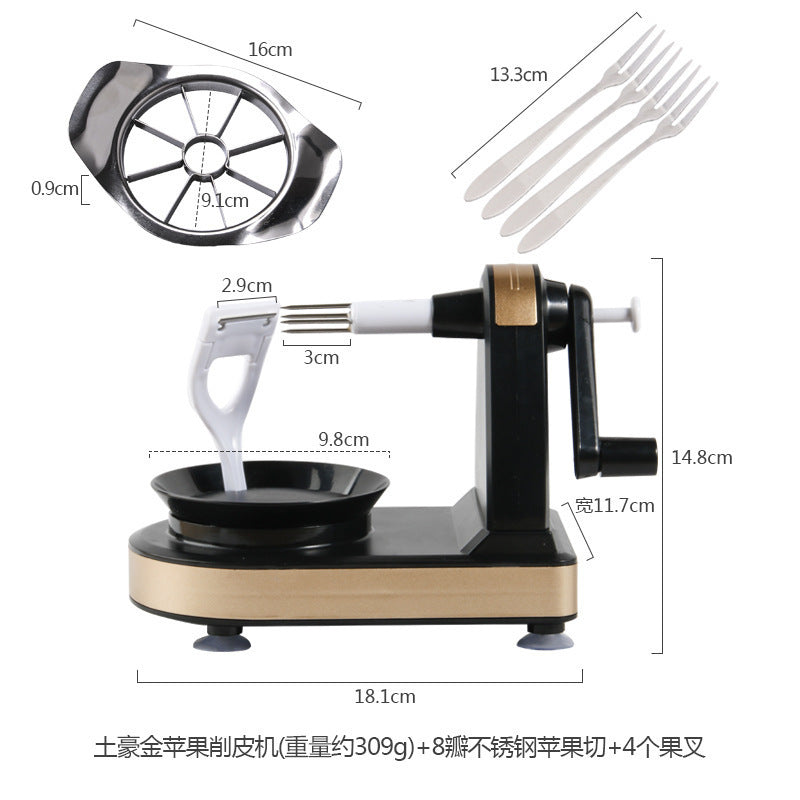 US Kitchen Fruit Peeler – Hand-Cranked Automatic Apple/Pear Peeler, Multi-Use Veggie Peeling Machine, Home Essential