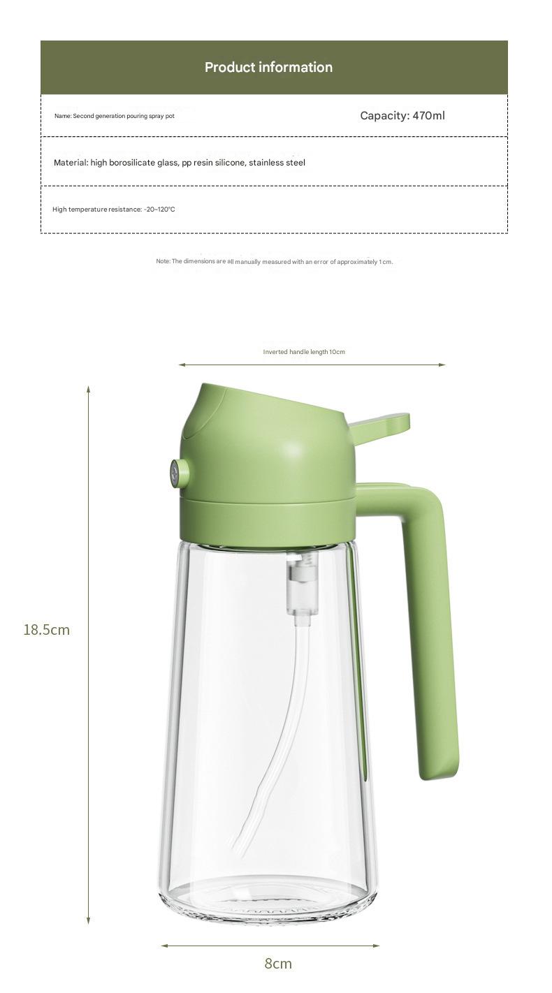 Multifunctional Glass Oil Sprayer - 2 - in - 1 Spray & Pour, Large Capacity, Food - Grade, Ideal for US Home Kitchens - Perfect for Air Fryer, Baking, Grilling & More