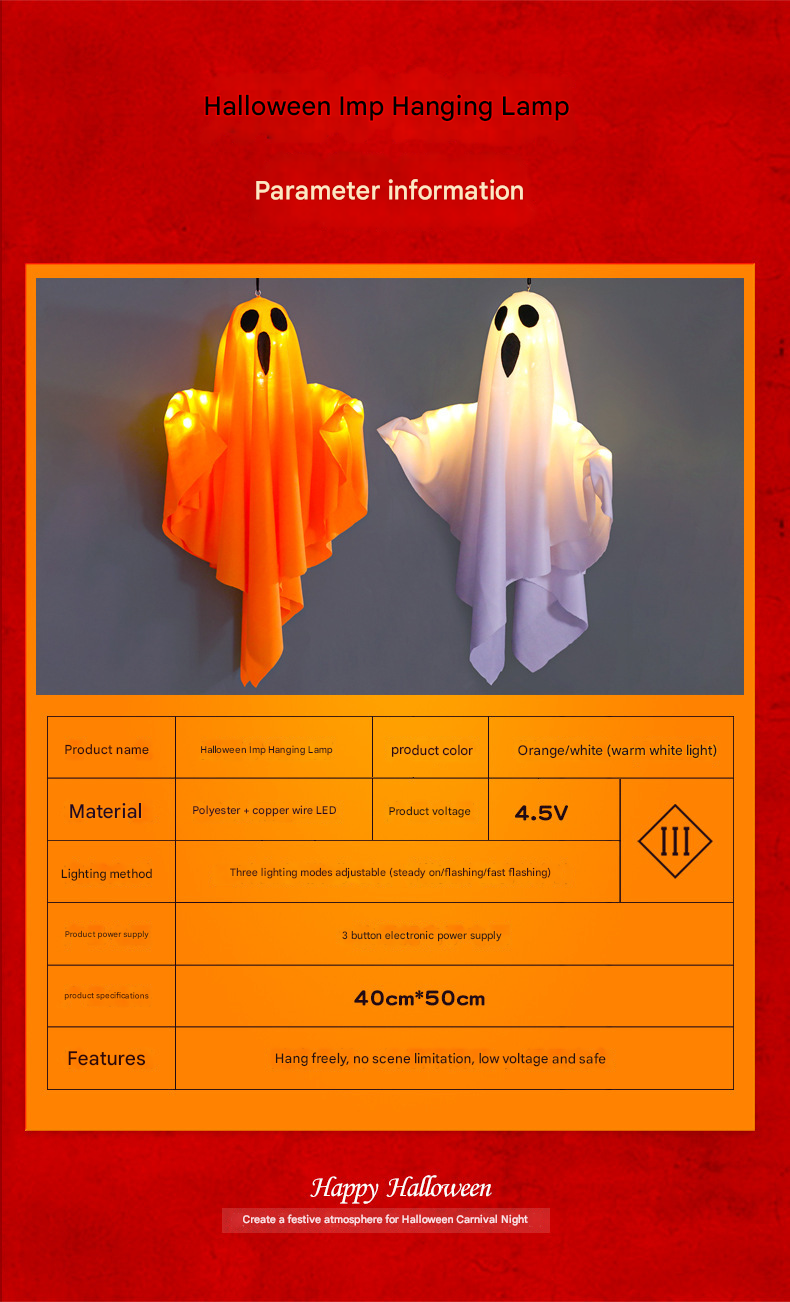 LED Ghost Halloween String Lights – DIY, Spooky Ambience, Indoor Party Prop