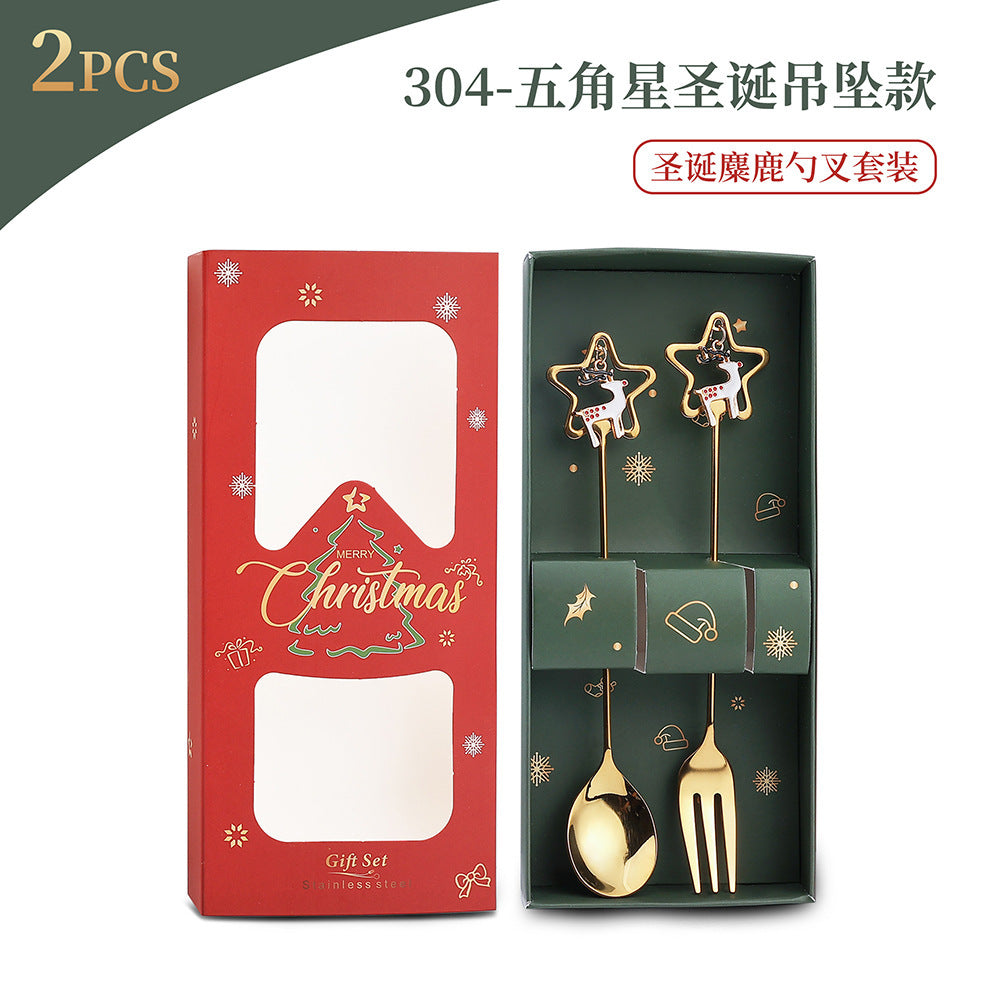 Christmas Spoon Set with Santa Figurines - Adorable Cartoon Ins Forks. Perfect Xmas Gift, Ideal for Holiday Parties, Adds Festive Charm to Tables