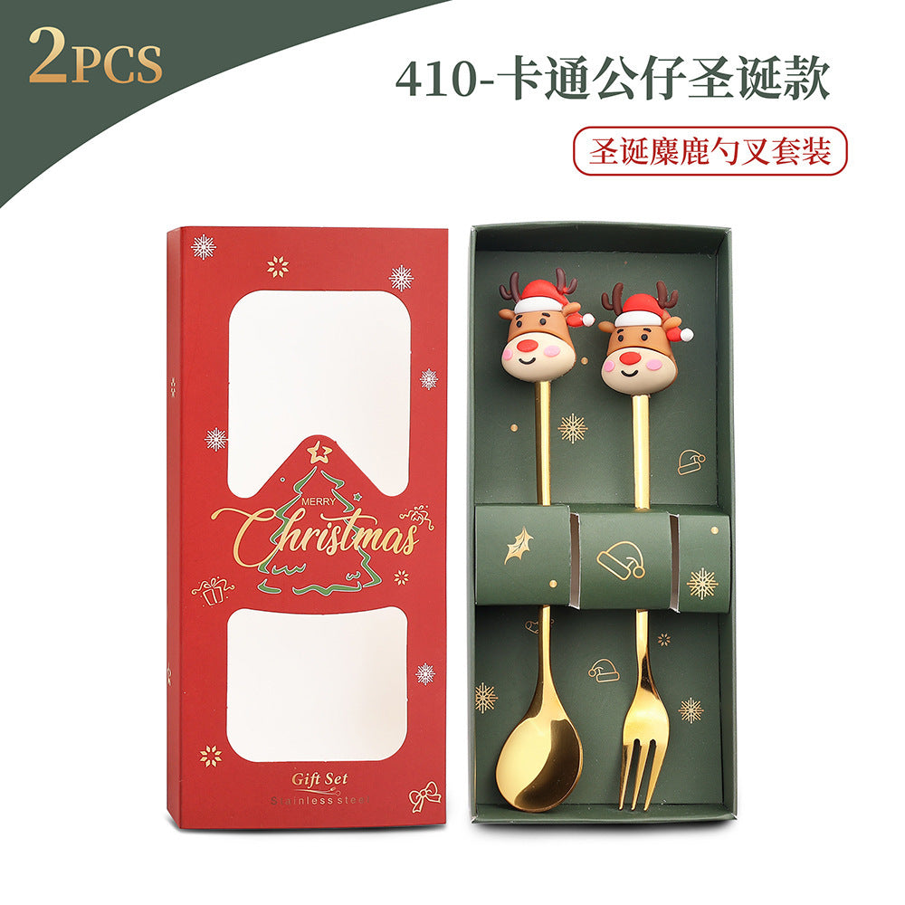 Christmas Spoon Set with Santa Figurines - Adorable Cartoon Ins Forks. Perfect Xmas Gift, Ideal for Holiday Parties, Adds Festive Charm to Tables