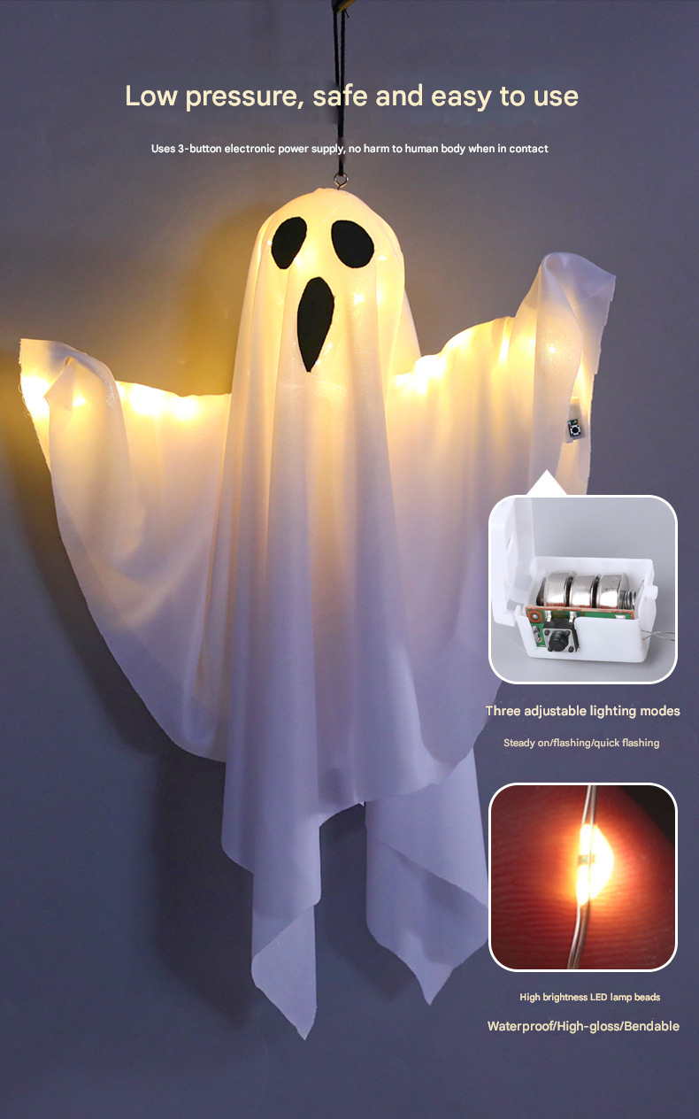 LED Ghost Halloween String Lights – DIY, Spooky Ambience, Indoor Party Prop