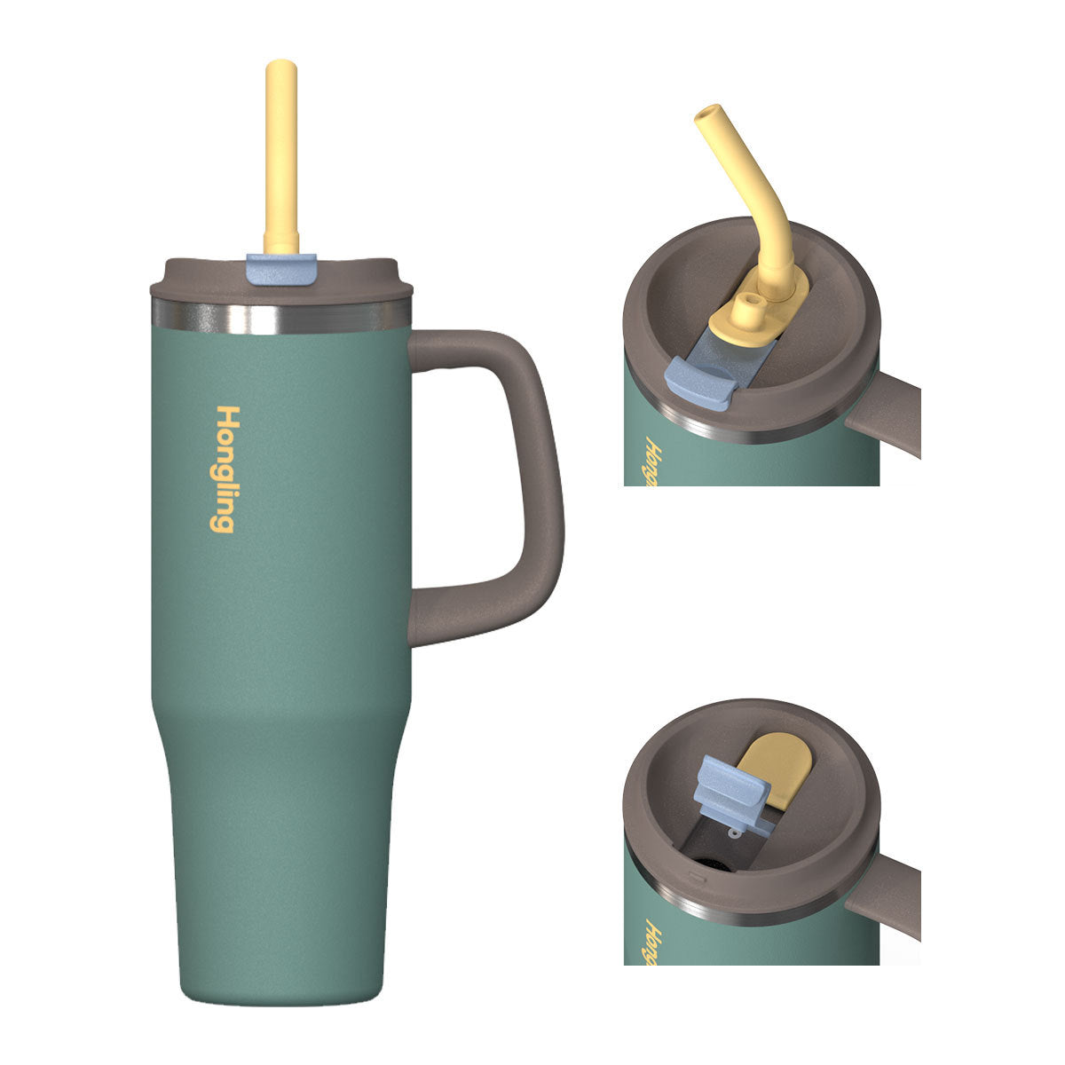 40oz Custom 304 Stainless Steel Car Cup - Dual-Drinking Style with Handle & Straw, Ideal for Road Trips. Double-Wall Insulated, Fits Standard Cup Holders