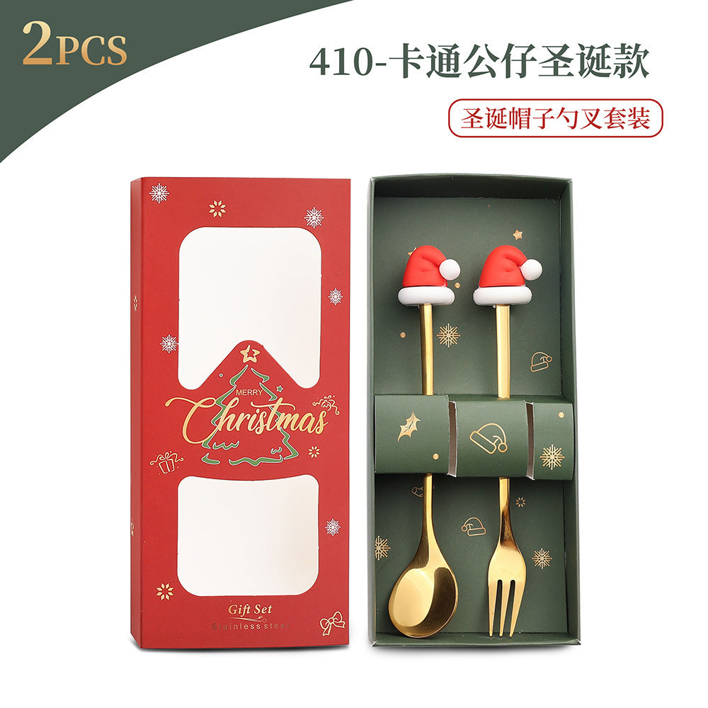 Christmas Spoon Set with Santa Figurines - Adorable Cartoon Ins Forks. Perfect Xmas Gift, Ideal for Holiday Parties, Adds Festive Charm to Tables