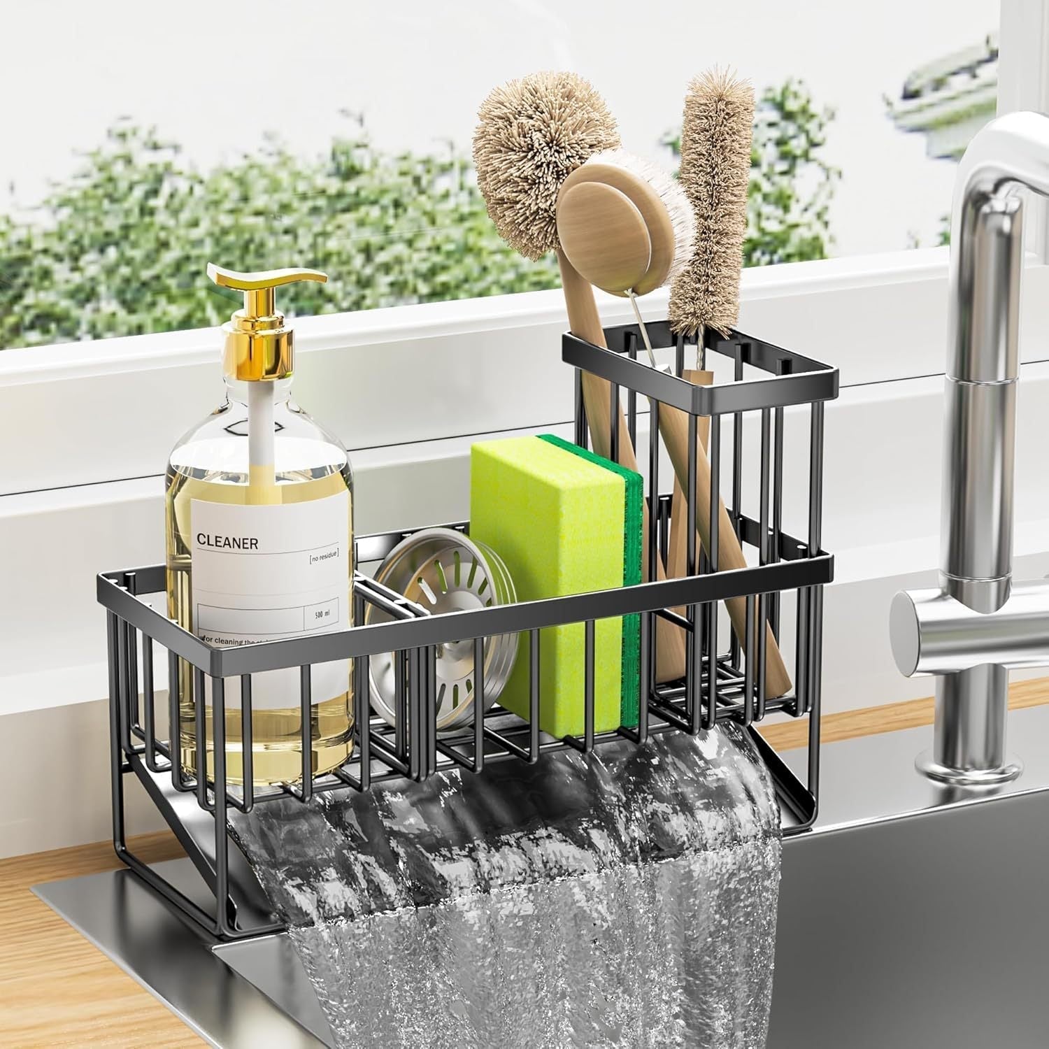 304 Stainless Steel Kitchen Sink Rack - Multifunctional Organizer for Sponges, Dishcloths, and Soap with Drainage - Ideal for US Kitchens, Fits Standard Sinks