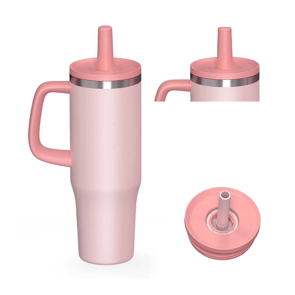 40oz Custom 304 Stainless Steel Car Cup - Dual-Drinking Style with Handle & Straw, Ideal for Road Trips. Double-Wall Insulated, Fits Standard Cup Holders