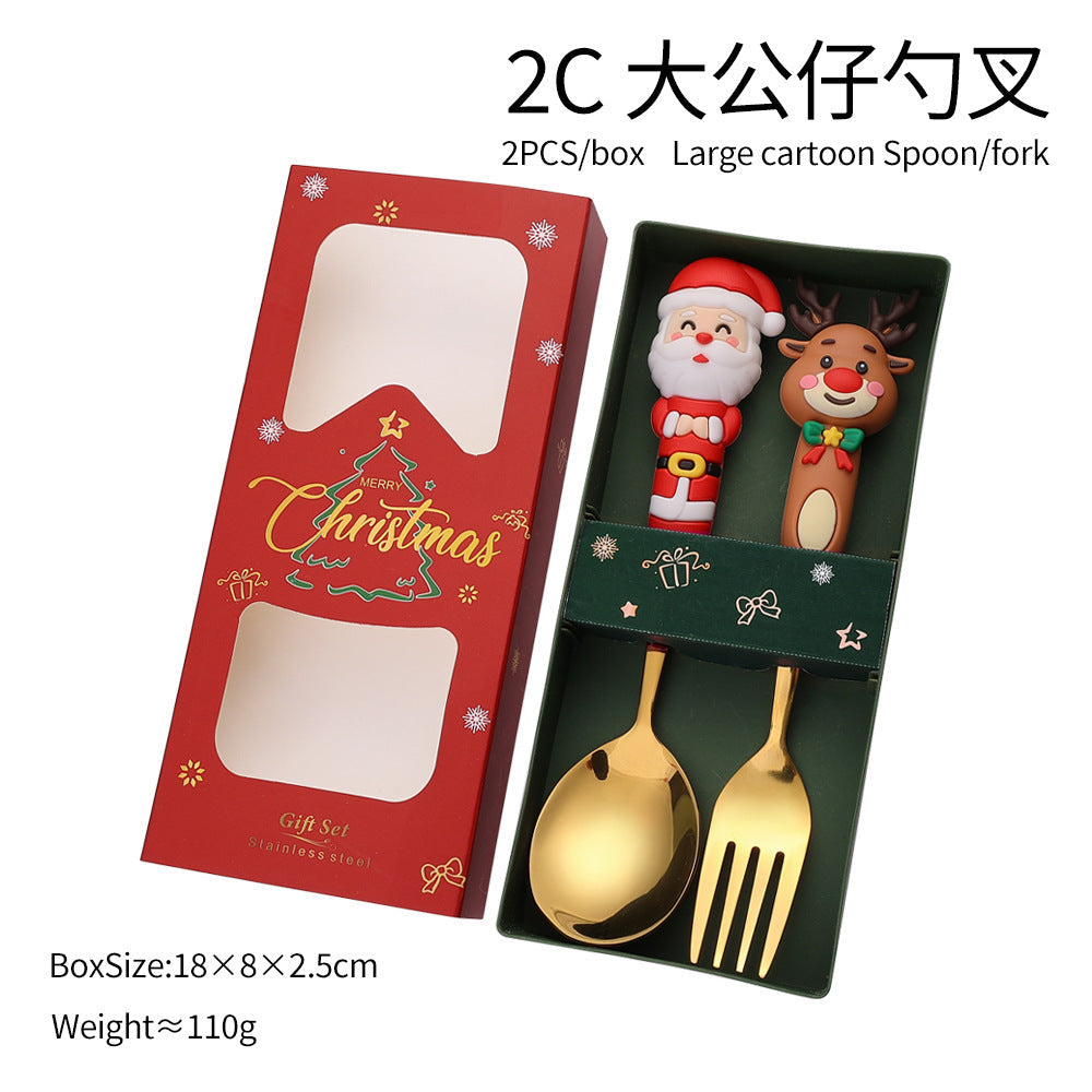 Christmas Spoon Set with Santa Figurines - Adorable Cartoon Ins Forks. Perfect Xmas Gift, Ideal for Holiday Parties, Adds Festive Charm to Tables
