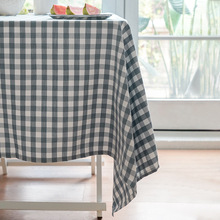 Linen Cotton Tablecloth | European-American Style Striped Table Cover with Lace, Square Dining Table & Coffee Table Mat, Ready to Ship