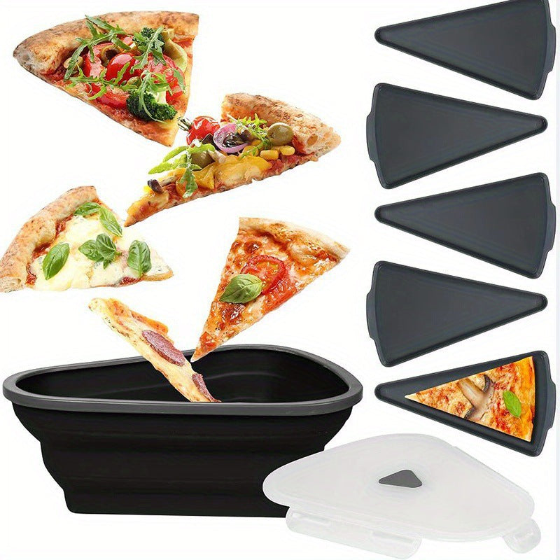 Collapsible Triangle Pizza Container – Reusable Food-Grade Silicone, Microwave-Safe, Eco-Friendly Storage