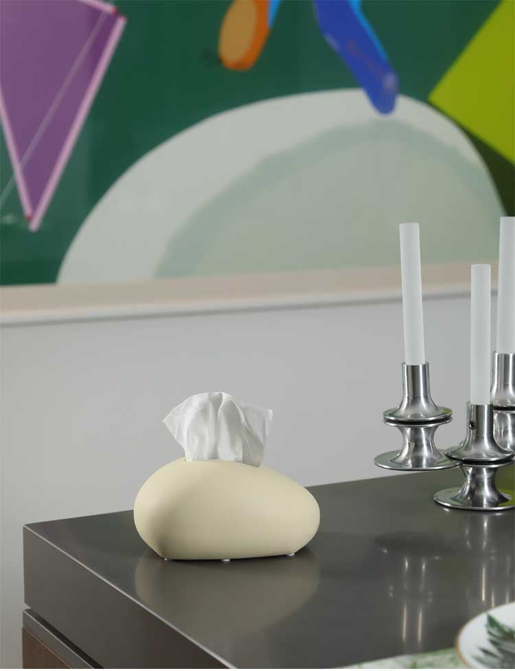 US Trendy Tissue Holder – Handmade Ceramic Napkin Box, Minimalist Black White Design, Cozy Home Vibe Decor for Living Room Coffee Table, Durable Tabletop Organizer