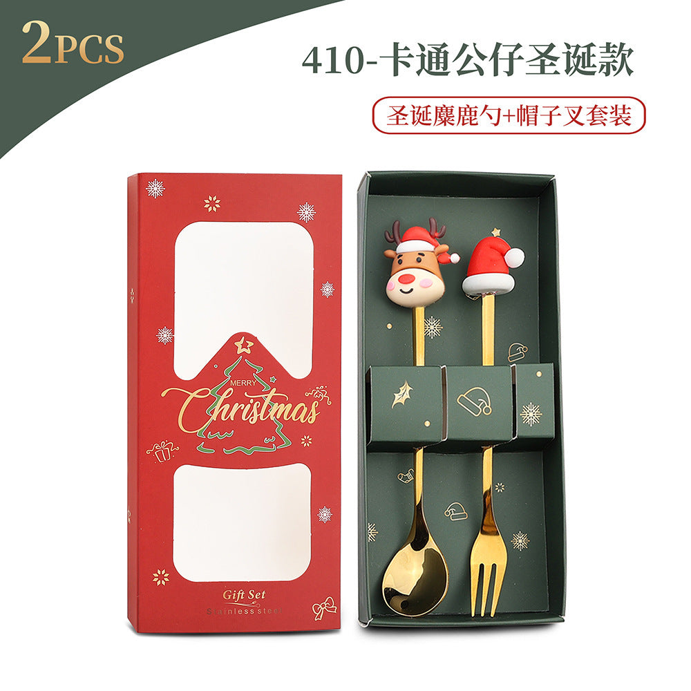 Christmas Spoon Set with Santa Figurines - Adorable Cartoon Ins Forks. Perfect Xmas Gift, Ideal for Holiday Parties, Adds Festive Charm to Tables