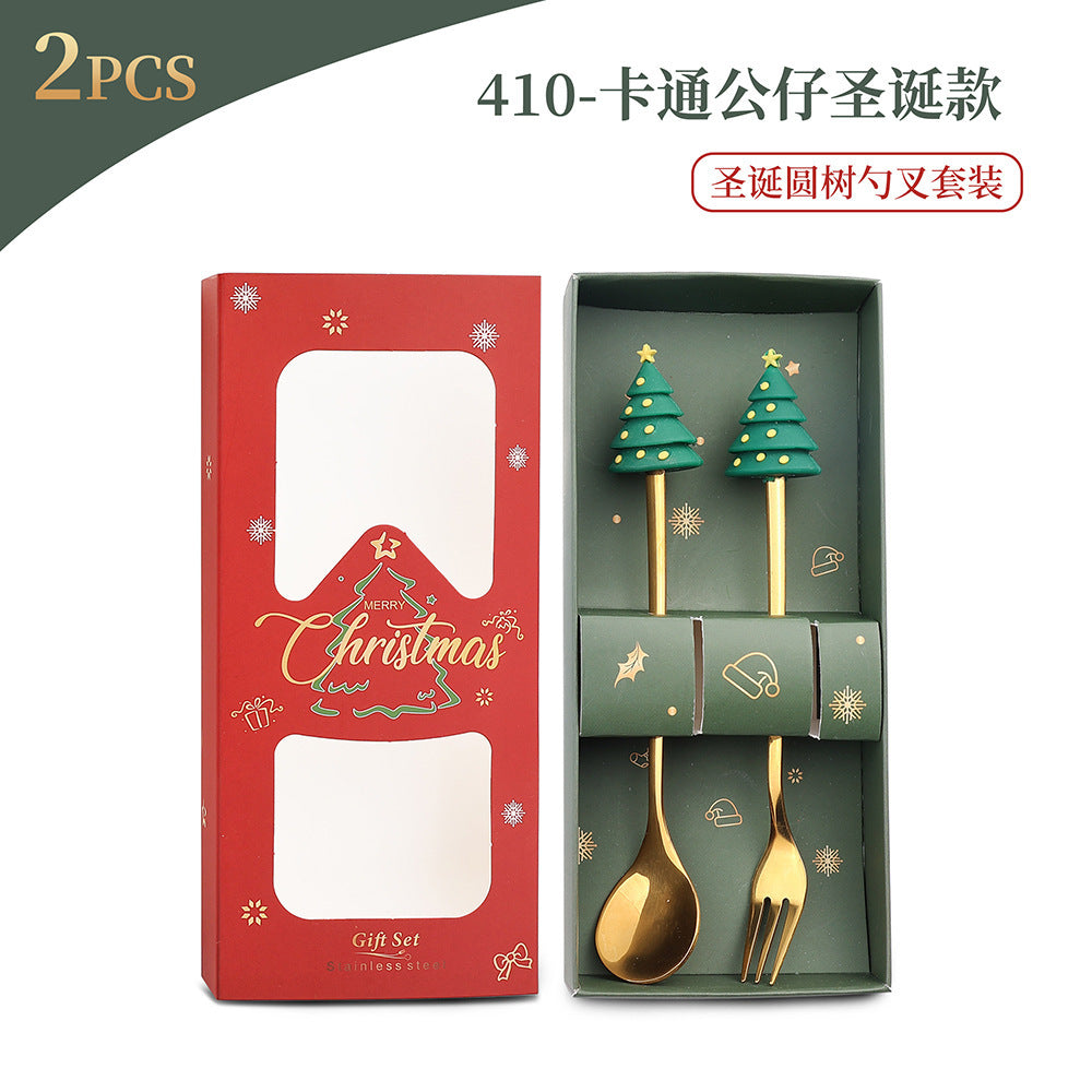 Christmas Spoon Set with Santa Figurines - Adorable Cartoon Ins Forks. Perfect Xmas Gift, Ideal for Holiday Parties, Adds Festive Charm to Tables