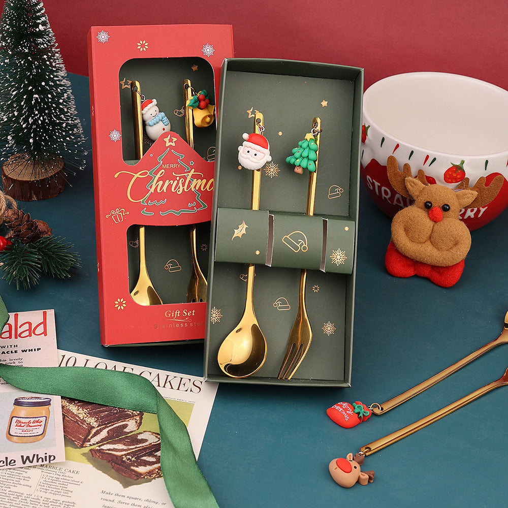 Christmas Spoon Set with Santa Figurines - Adorable Cartoon Ins Forks. Perfect Xmas Gift, Ideal for Holiday Parties, Adds Festive Charm to Tables