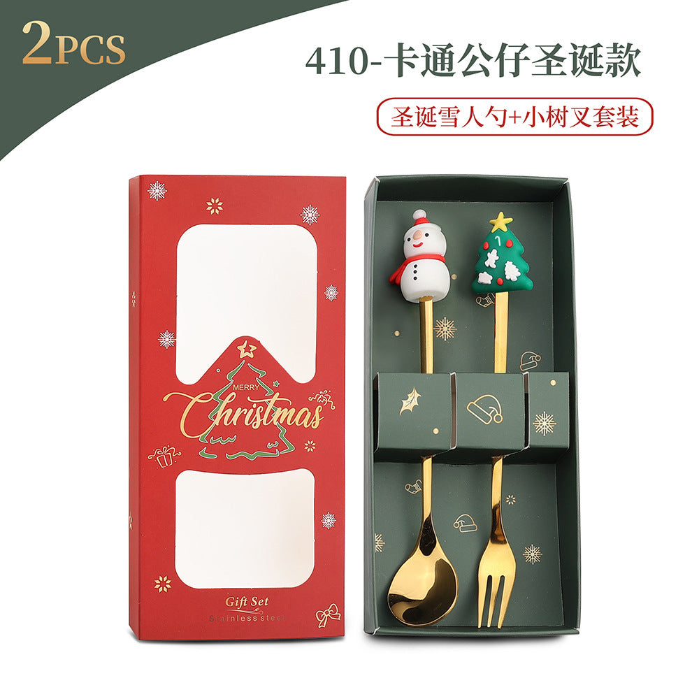Christmas Spoon Set with Santa Figurines - Adorable Cartoon Ins Forks. Perfect Xmas Gift, Ideal for Holiday Parties, Adds Festive Charm to Tables