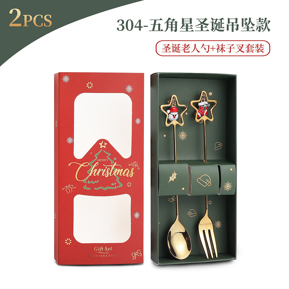 Christmas Spoon Set with Santa Figurines - Adorable Cartoon Ins Forks. Perfect Xmas Gift, Ideal for Holiday Parties, Adds Festive Charm to Tables