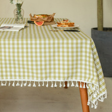 Linen Cotton Tablecloth | European-American Style Striped Table Cover with Lace, Square Dining Table & Coffee Table Mat, Ready to Ship