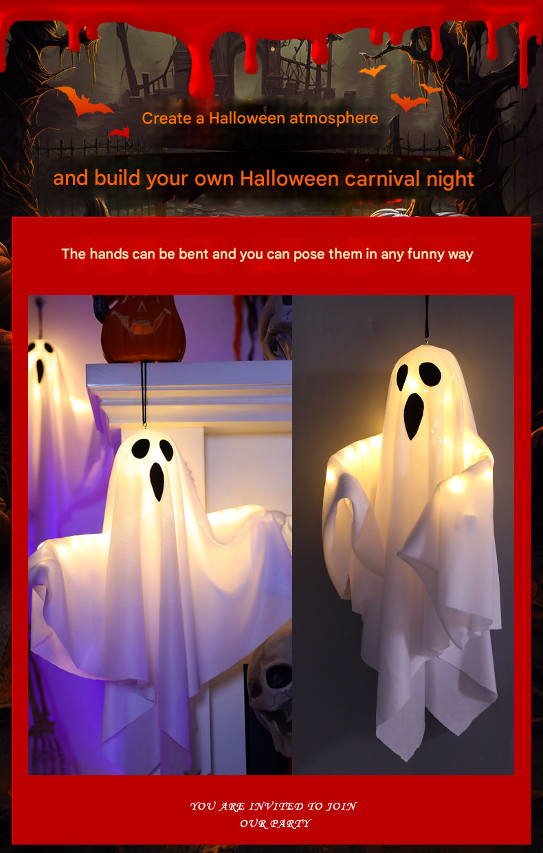 LED Ghost Halloween String Lights – DIY, Spooky Ambience, Indoor Party Prop