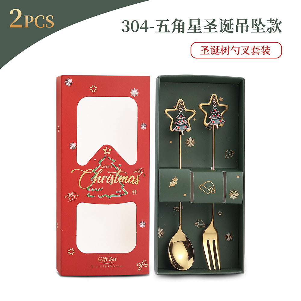 Christmas Spoon Set with Santa Figurines - Adorable Cartoon Ins Forks. Perfect Xmas Gift, Ideal for Holiday Parties, Adds Festive Charm to Tables