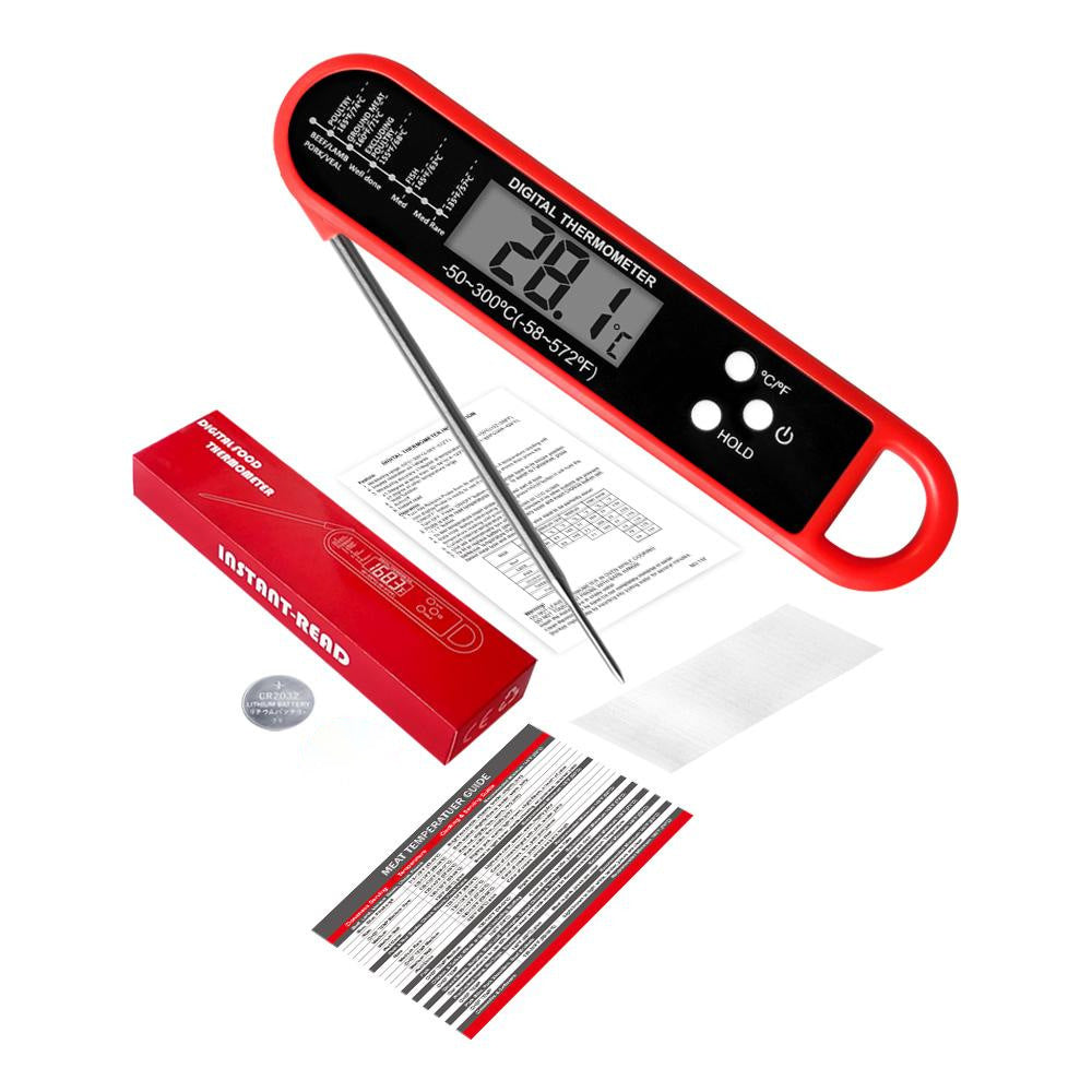 Foldable Food Thermometer - Ultra - Fast Readings for Grilling, Meat, Baking, Milk & Water - Ideal for US Kitchens