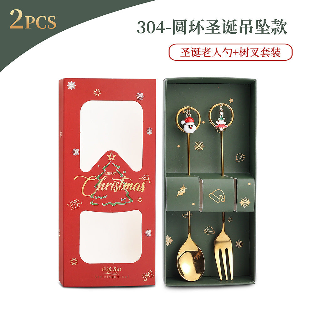 Christmas Spoon Set with Santa Figurines - Adorable Cartoon Ins Forks. Perfect Xmas Gift, Ideal for Holiday Parties, Adds Festive Charm to Tables