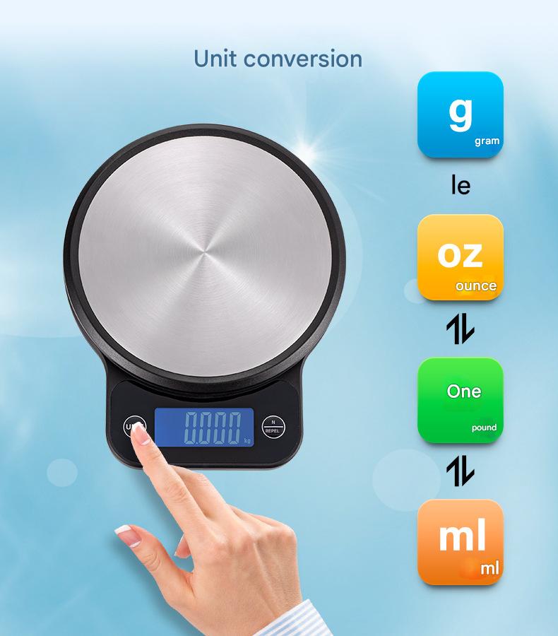 Amazon Basics Digital Kitchen Scale by BSAC - Accurate Measuring Tool with 0.1g Precision, 5kg Max, Tare & Unit Conversion, Stainless Steel, Easy Clean, Perfect for US Home Bakers, Cooks & Healthy Diets