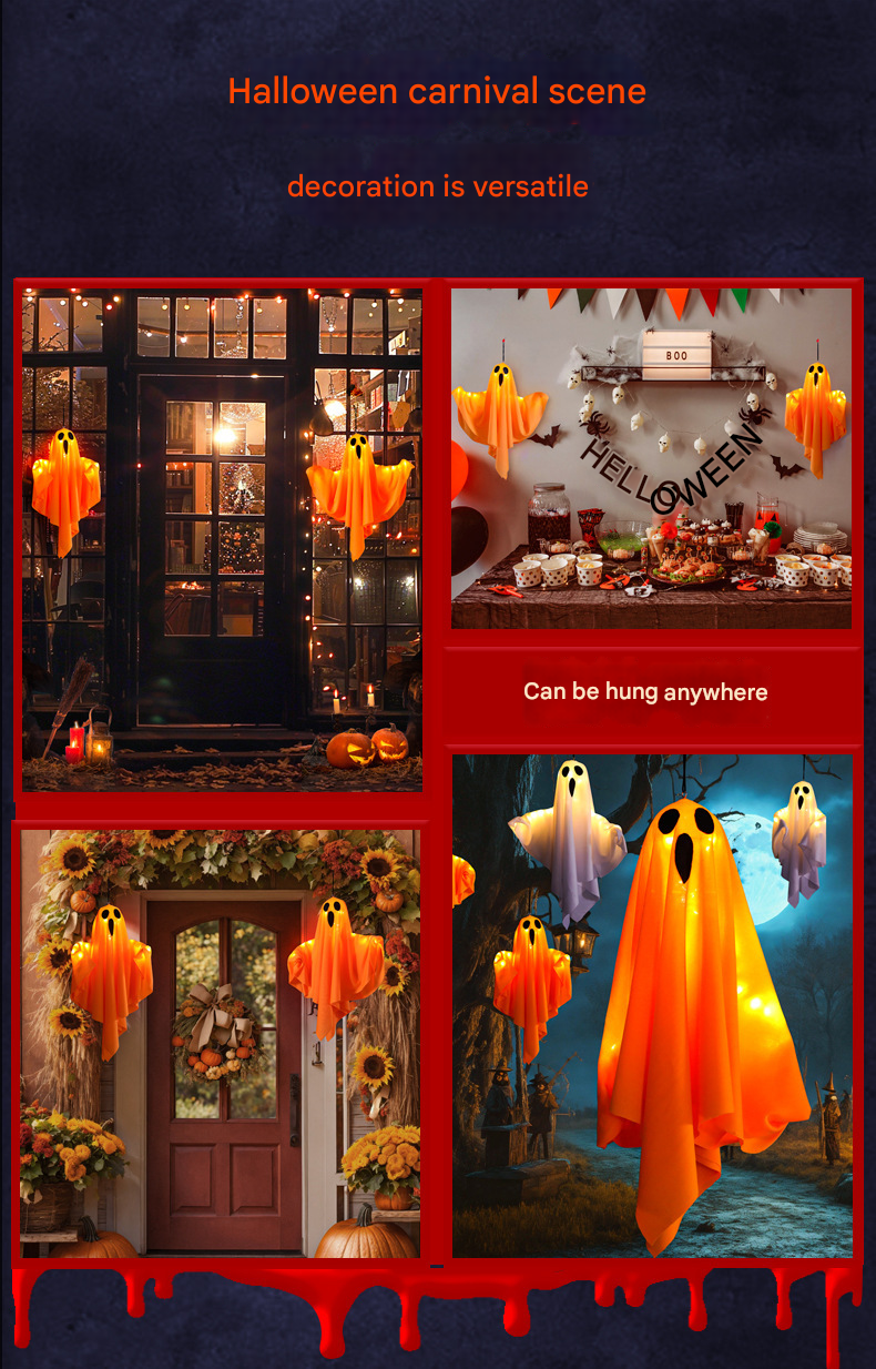 LED Ghost Halloween String Lights – DIY, Spooky Ambience, Indoor Party Prop