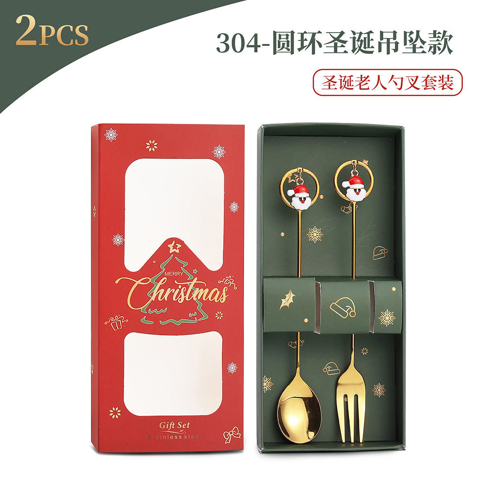 Christmas Spoon Set with Santa Figurines - Adorable Cartoon Ins Forks. Perfect Xmas Gift, Ideal for Holiday Parties, Adds Festive Charm to Tables