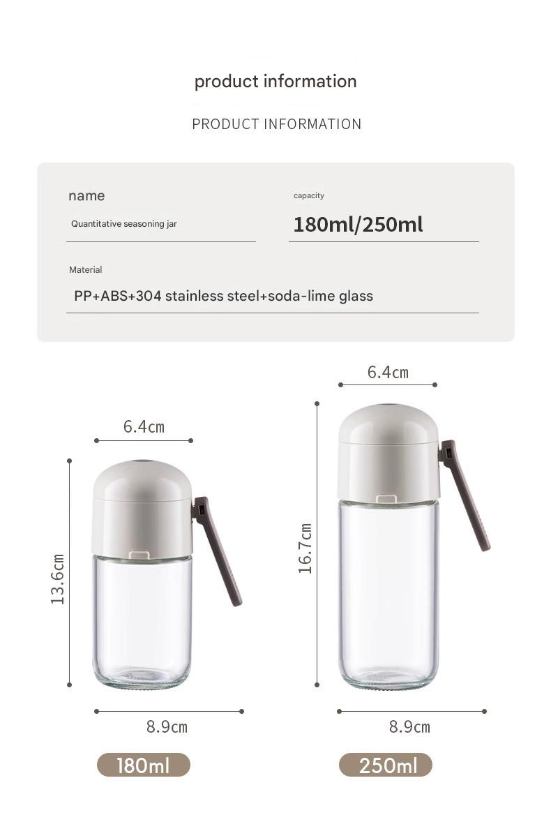 Glass Press-Type Salt Bottle with Volume Control - Moisture-Proof Sealed Seasoning Jar for Kitchen, Perfect for Salt Control Diets in the US, Household Essential Seasoning Box