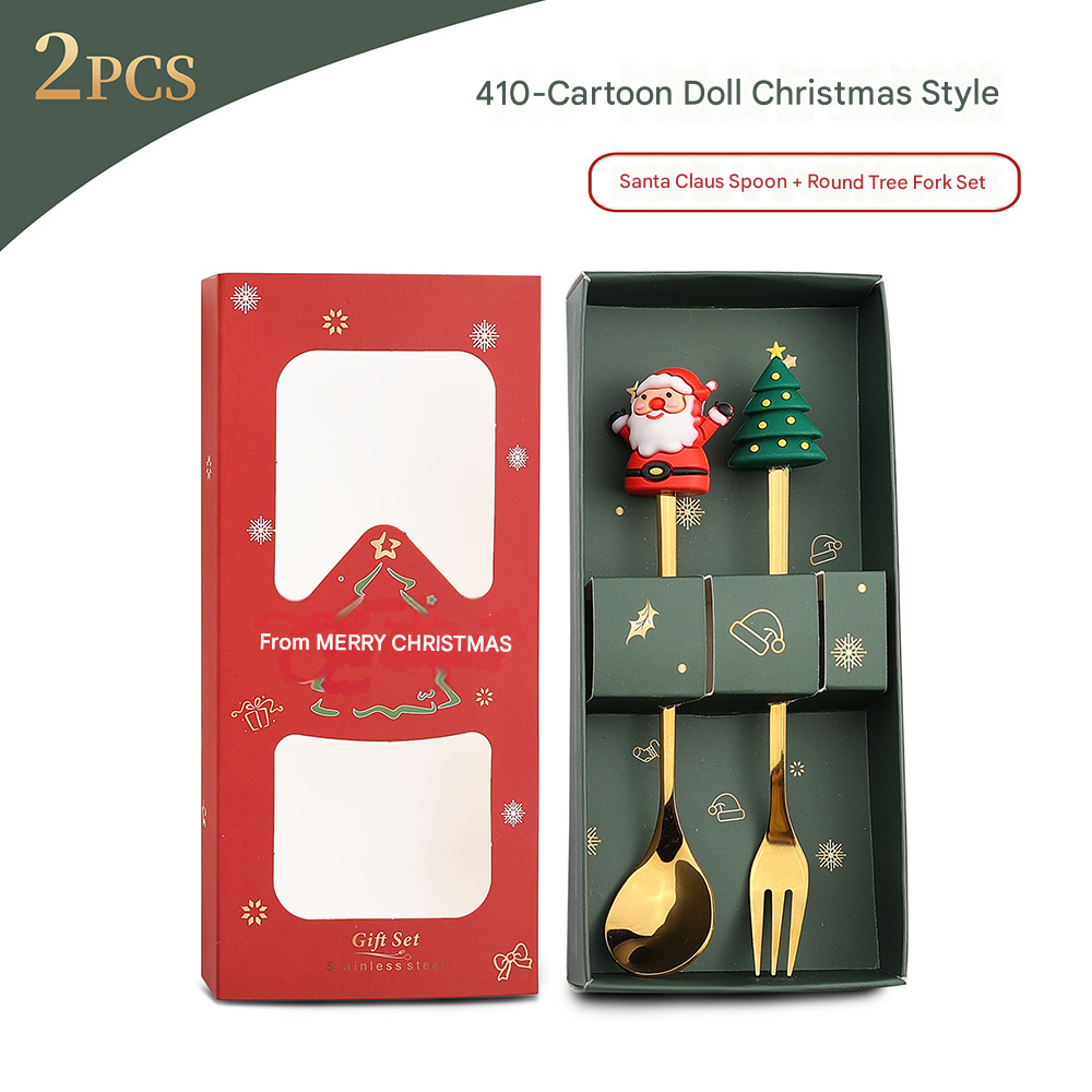 Christmas Spoon Set with Santa Figurines - Adorable Cartoon Ins Forks. Perfect Xmas Gift, Ideal for Holiday Parties, Adds Festive Charm to Tables