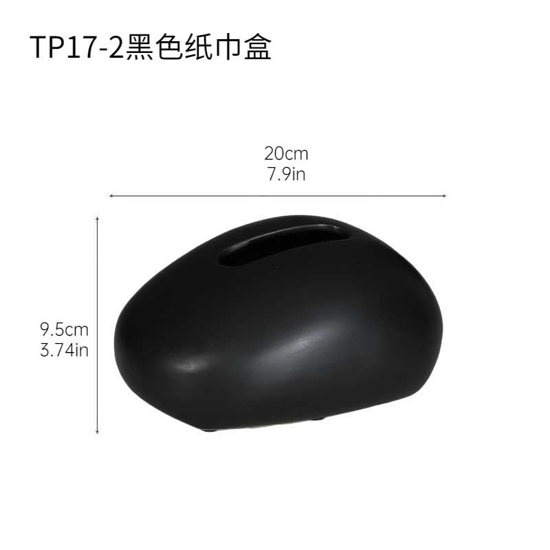 US Trendy Tissue Holder – Handmade Ceramic Napkin Box, Minimalist Black White Design, Cozy Home Vibe Decor for Living Room Coffee Table, Durable Tabletop Organizer