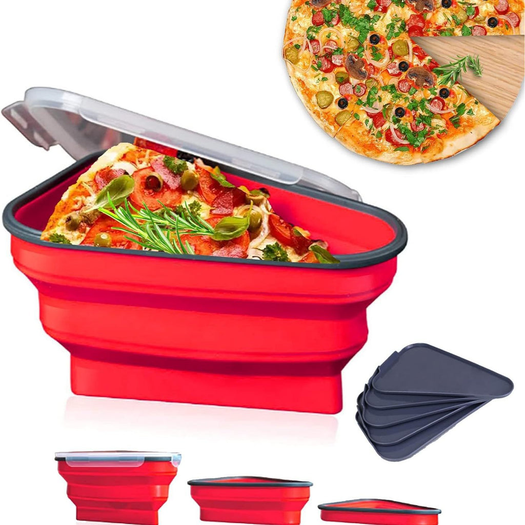 Collapsible Triangle Pizza Container – Reusable Food-Grade Silicone, Microwave-Safe, Eco-Friendly Storage