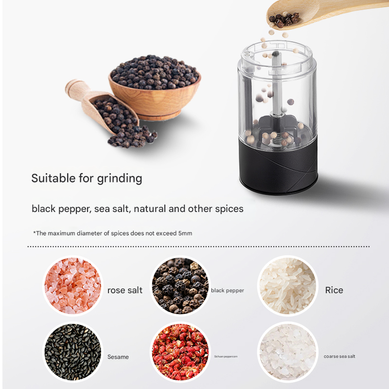 Gravity-Activated Electric Pepper Grinder – Stainless Steel, Salt/Pepper Use, LED Light