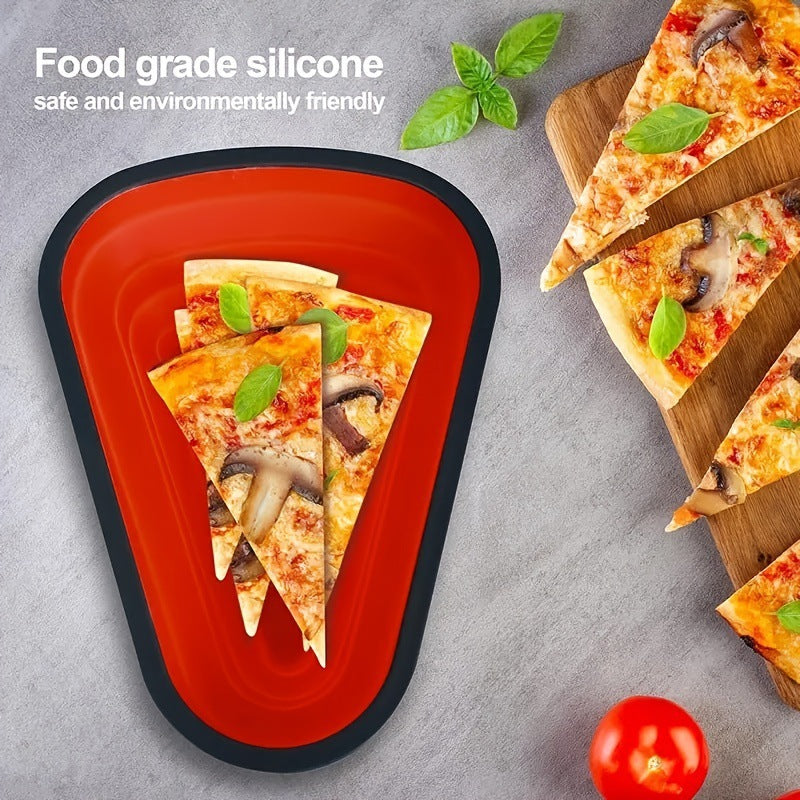 Collapsible Triangle Pizza Container – Reusable Food-Grade Silicone, Microwave-Safe, Eco-Friendly Storage