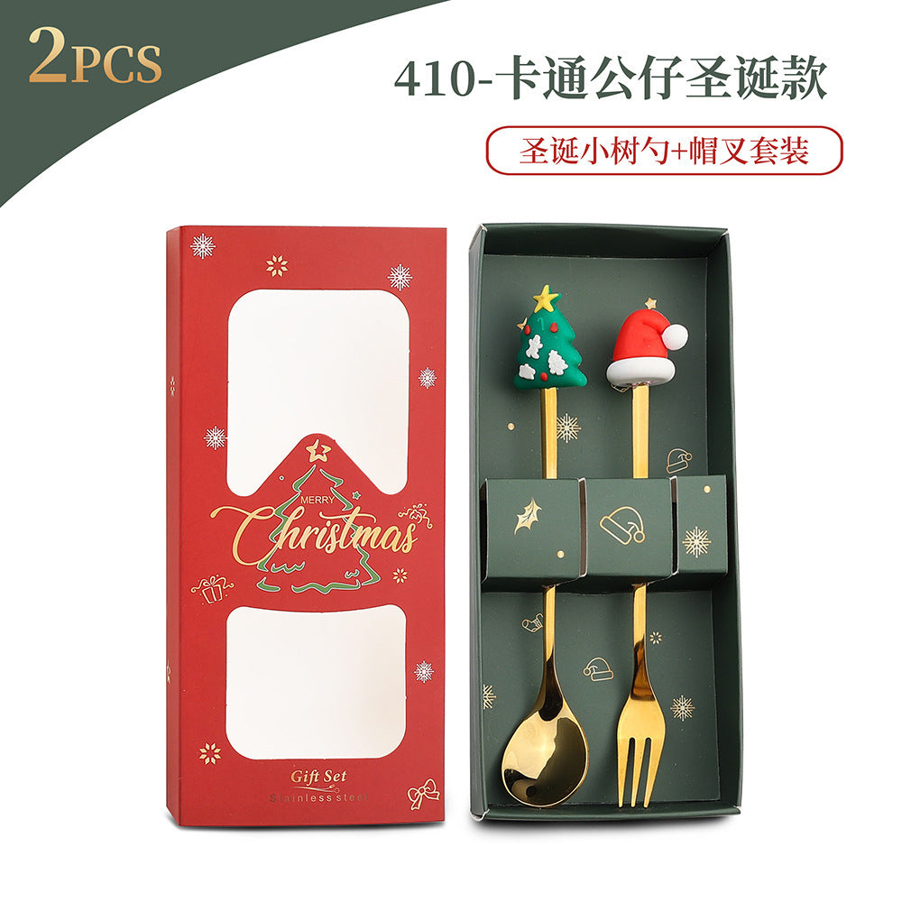 Christmas Spoon Set with Santa Figurines - Adorable Cartoon Ins Forks. Perfect Xmas Gift, Ideal for Holiday Parties, Adds Festive Charm to Tables