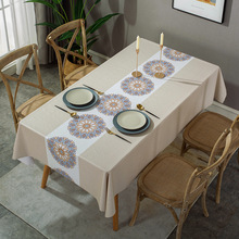 Linen Cotton Tablecloth | European-American Style Striped Table Cover with Lace, Square Dining Table & Coffee Table Mat, Ready to Ship