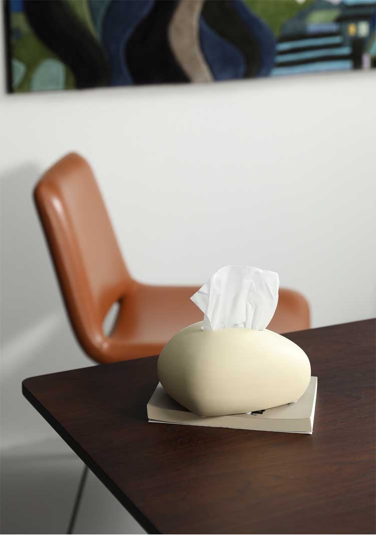 US Trendy Tissue Holder – Handmade Ceramic Napkin Box, Minimalist Black White Design, Cozy Home Vibe Decor for Living Room Coffee Table, Durable Tabletop Organizer